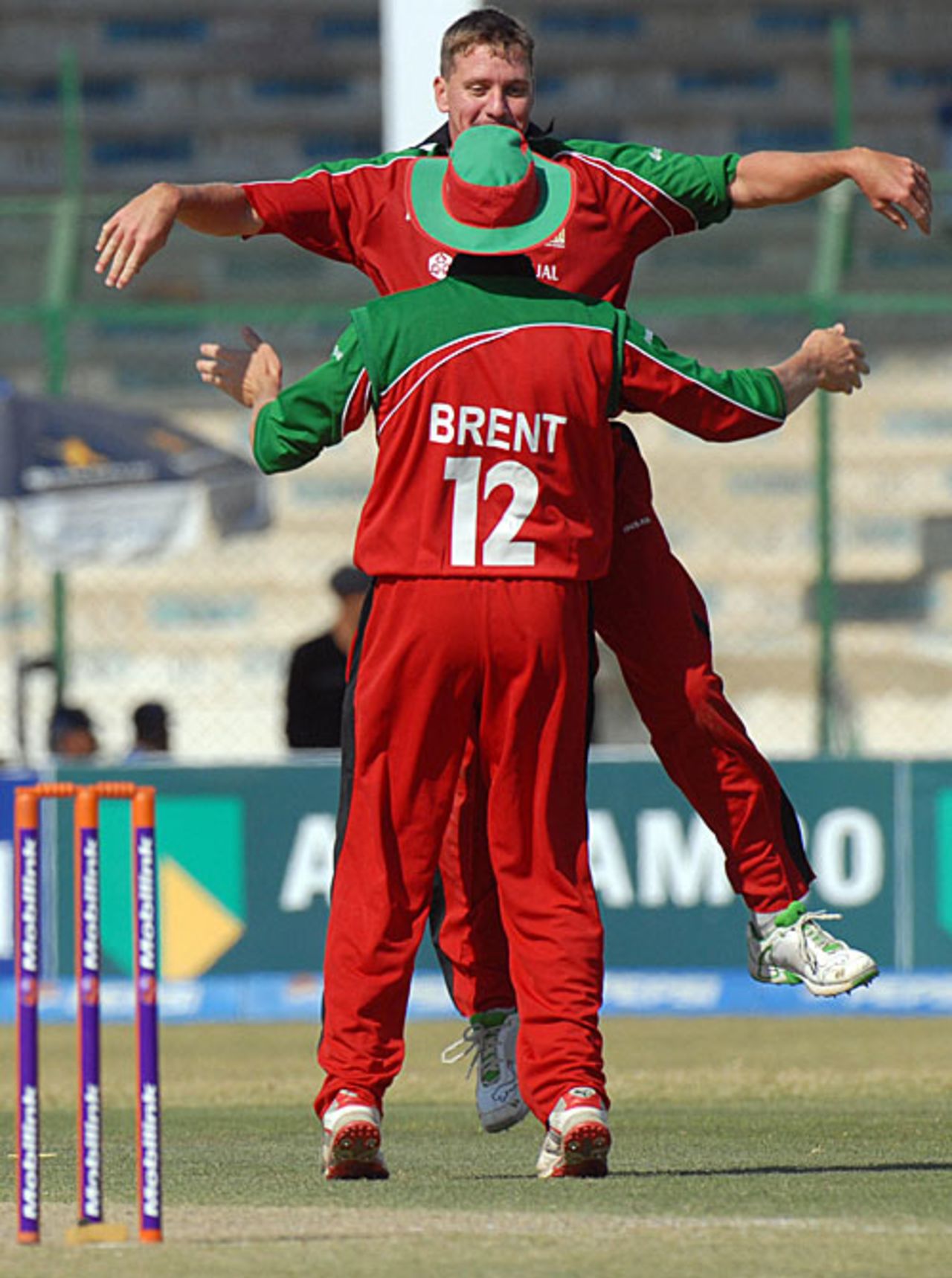 Ray Price is delighted with the wicket of Younis Khan, Pakistan v Zimbabwe, 1st ODI, Karachi, January 21, 2008