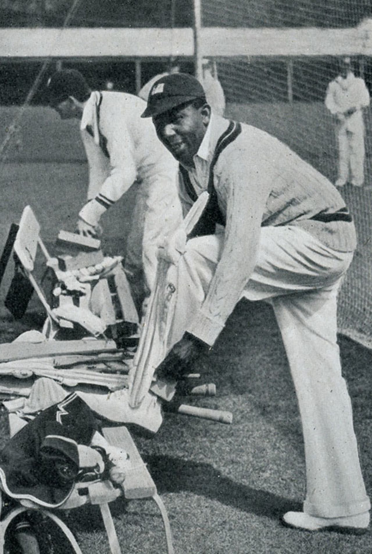 Learie Constantine in the nets at Lord's at the start of the 1939 tour