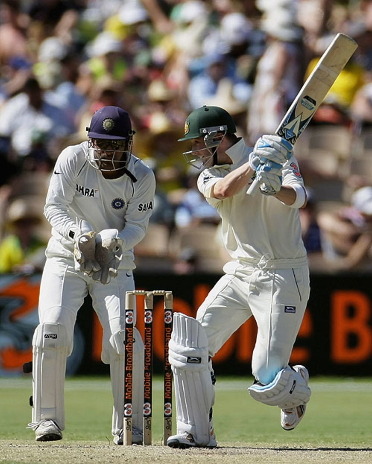 Michael Clarke cuts into the off, Australia v India, 4th Test, Adelaide, 3rd day, January 26, 2008