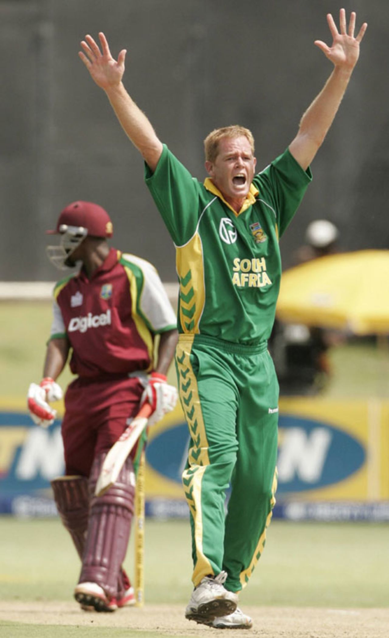 Shaun Pollock pleads for an lbw against Patrick Browne, South Africa v West Indies, 3rd ODI, Port Elizabeth, January 27, 2008