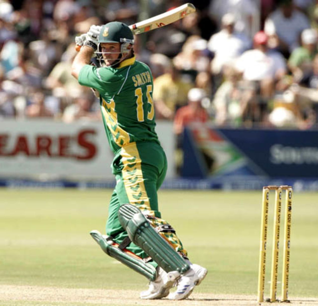 Graeme Smith places one through the off side, South Africa v West Indies, 3rd ODI, Port Elizabeth, January 27, 2008