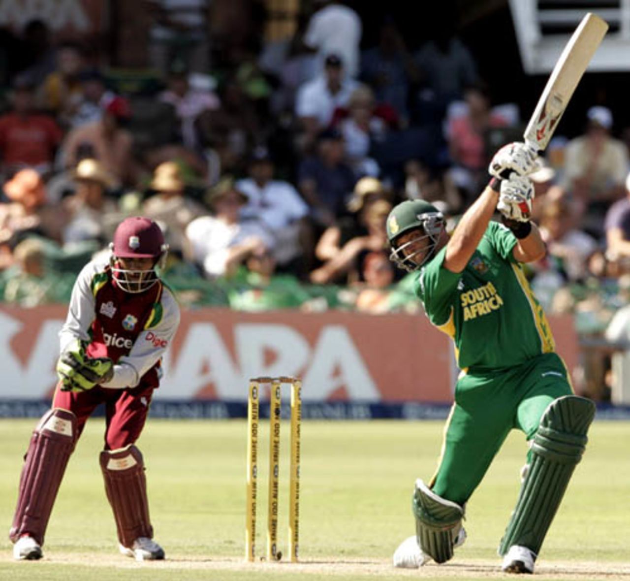 Jacques Kallis drills one through the covers, South Africa v West Indies, 3rd ODI, Port Elizabeth, January 27, 2008