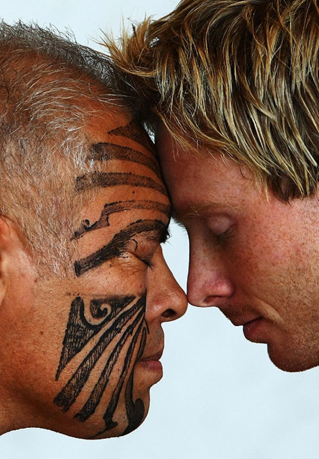 Ian Bell participates in a traditional Maori welcome ceremony, Christchurch, January 28, 2008