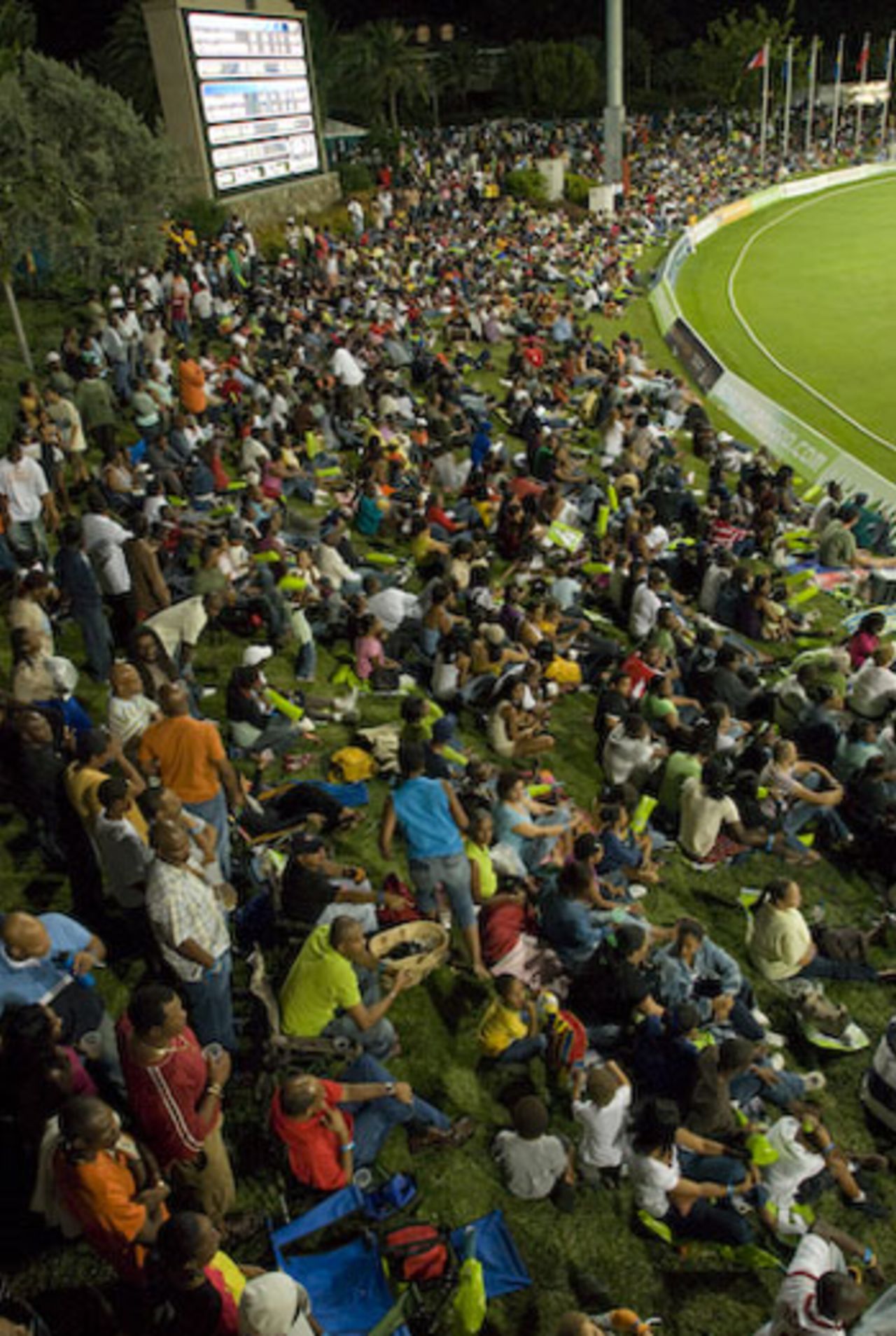 Fans pack the stands at the Stanford Cricket Ground , Cayman Islands v St Lucia, 2nd match, Stanford 20/20, Antigua, January 26, 2008