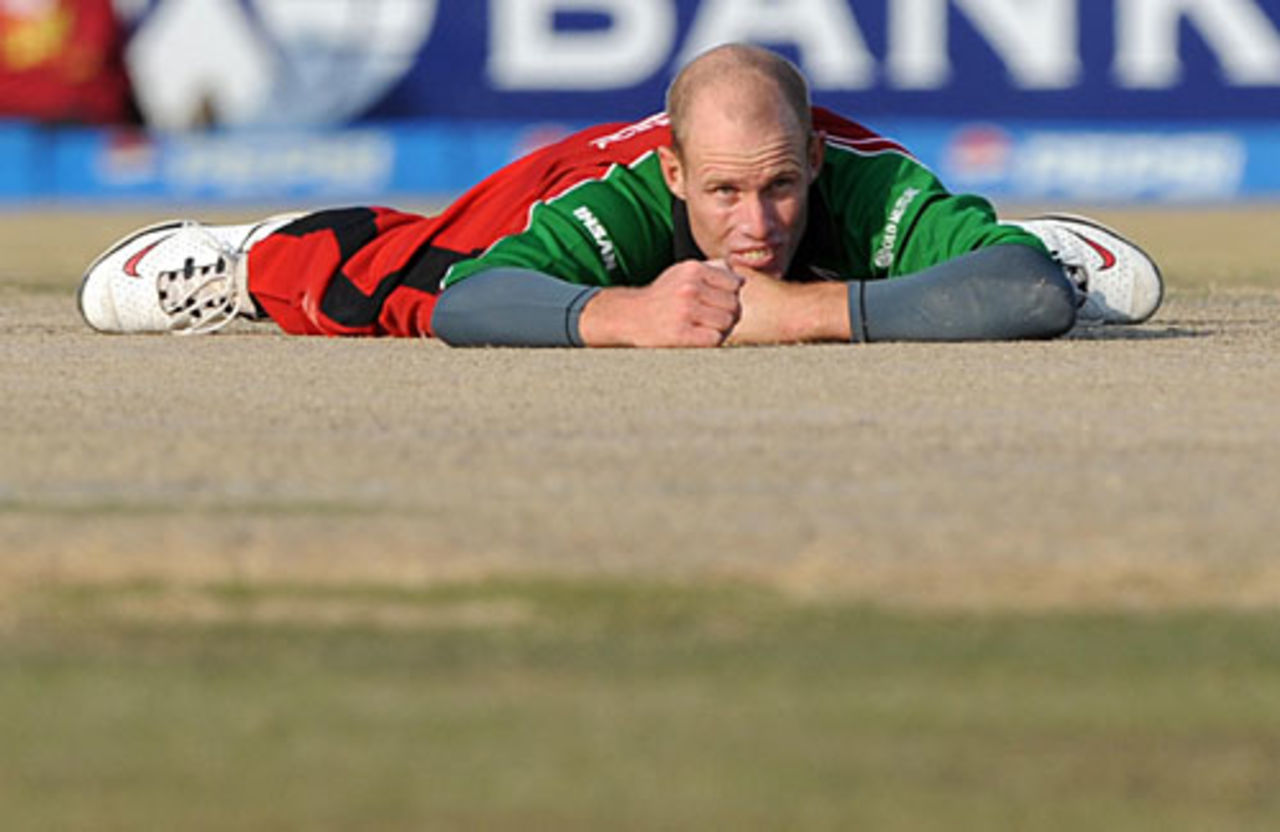 Gary Brent contemplates what could have been after a dropped catch, Pakistan v Zimbabwe, 4th ODI, Mobilink Cup, Faisalabad, January 30, 2008