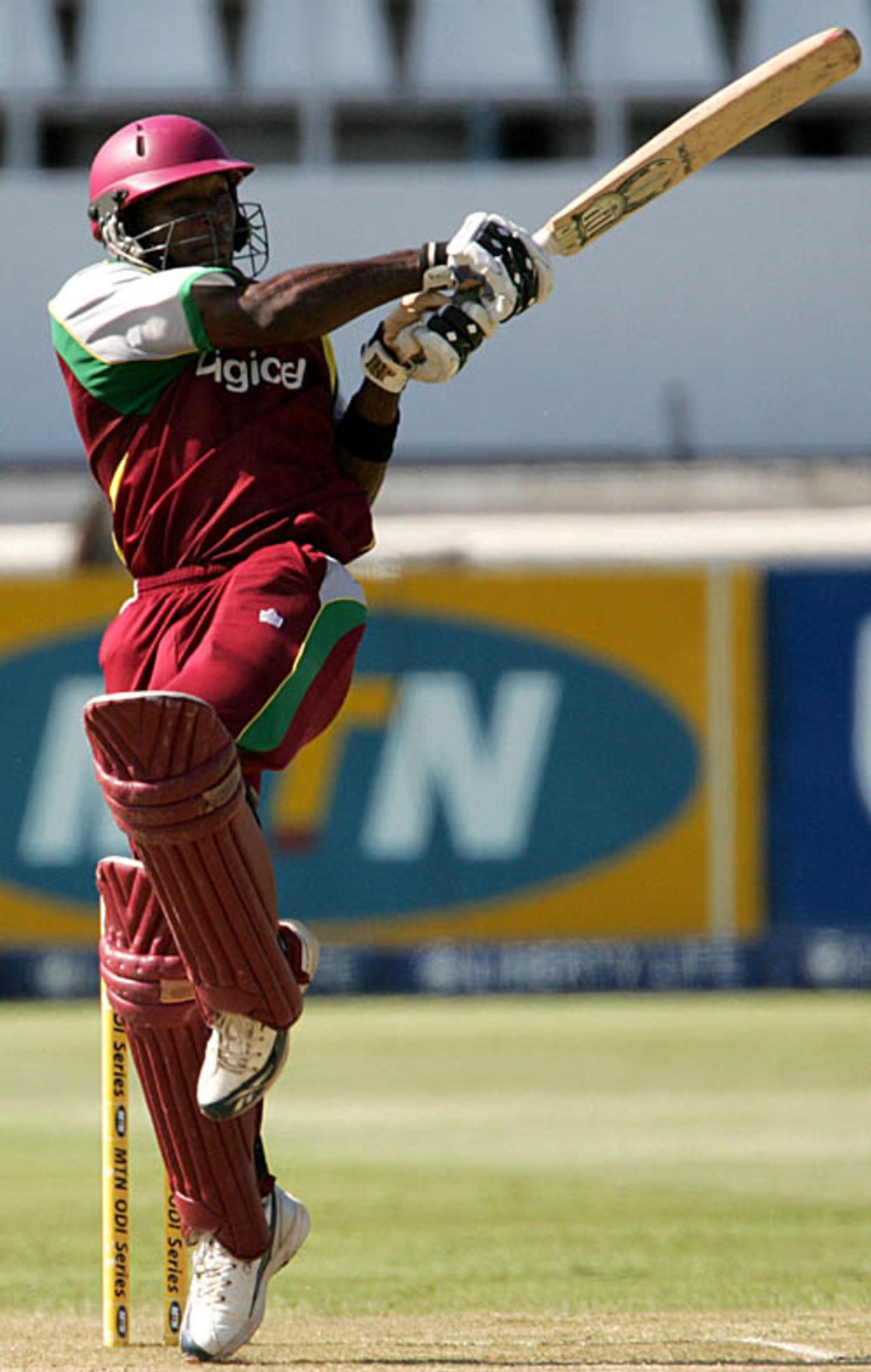 Brenton Parchment plays the pull off Shaun Pollock, South Africa v West Indies, 4th ODI, Durban, February 1, 2008