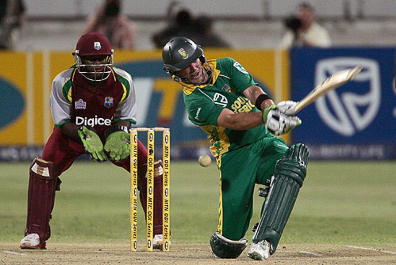 AB de Villiers goes down on one knee, South Africa v West Indies, 4th ODI, Durban, February 1, 2008