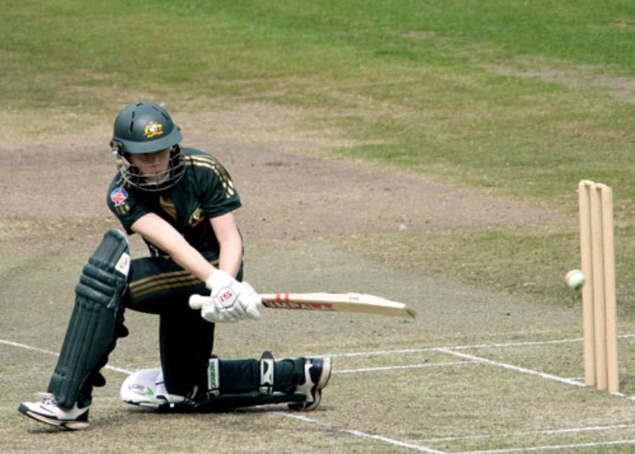 Kate Blackwell plays a sweep shot, Australia Women v England Women, 1st ODI, Melbourne, February 3, 2008 