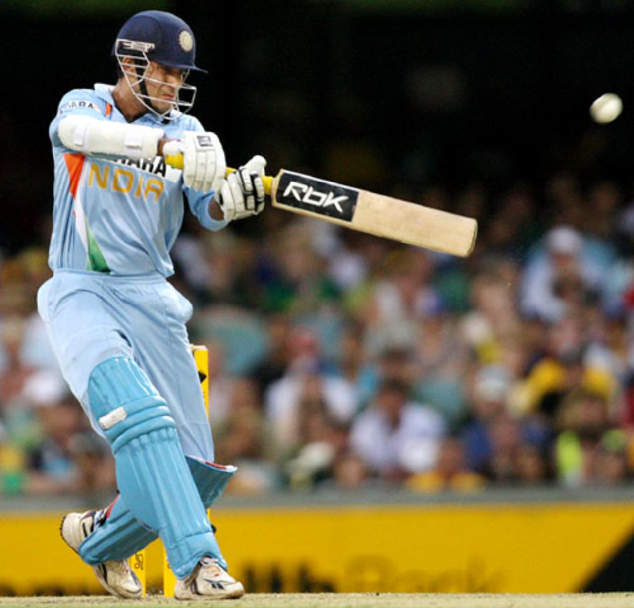 Irfan Pathan guides one through the off side, Australia v India, CB series, 1st ODI, Brisbane, February 3, 2008