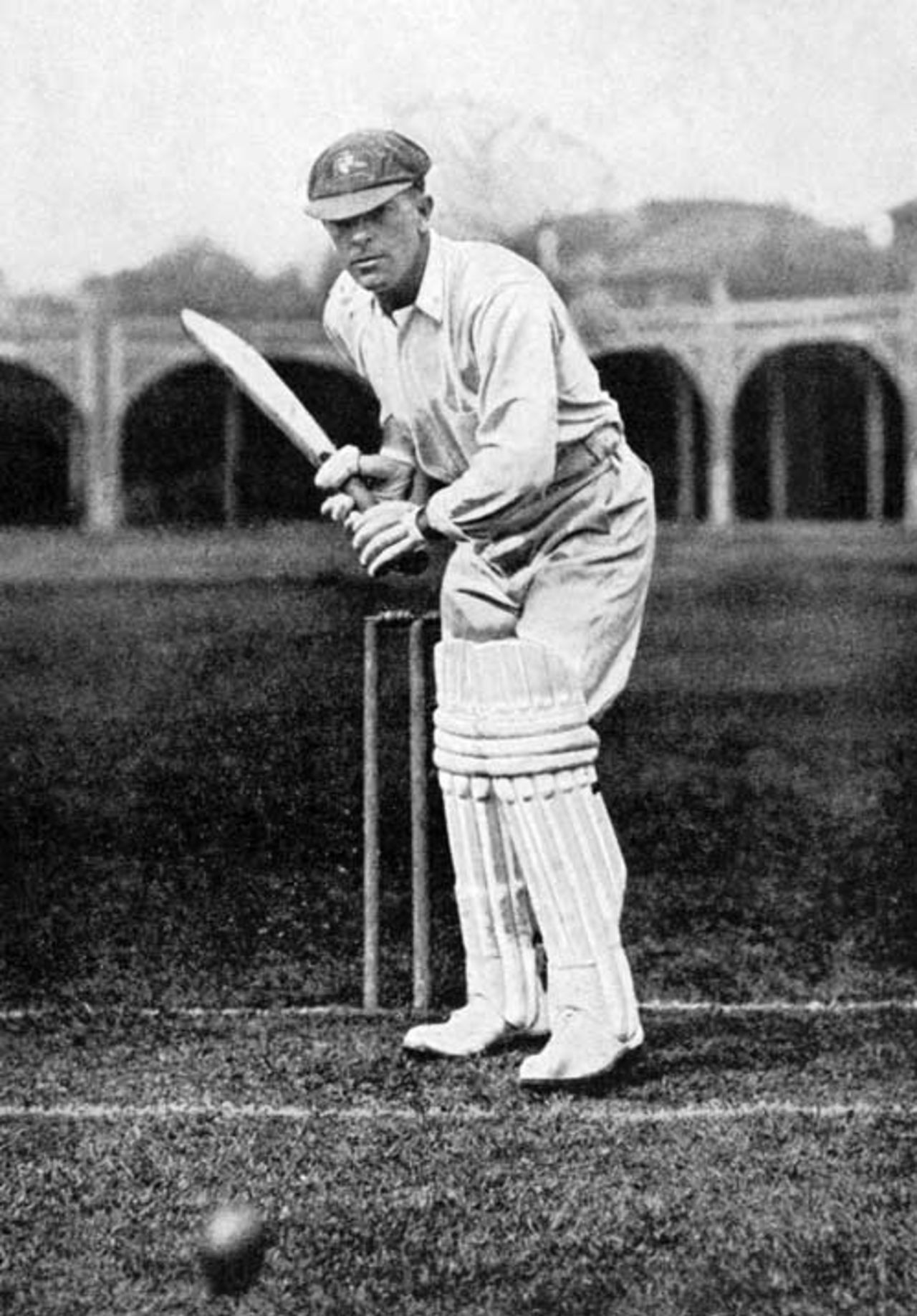 Charlie Macartney of Australia bats in the nets, 1911