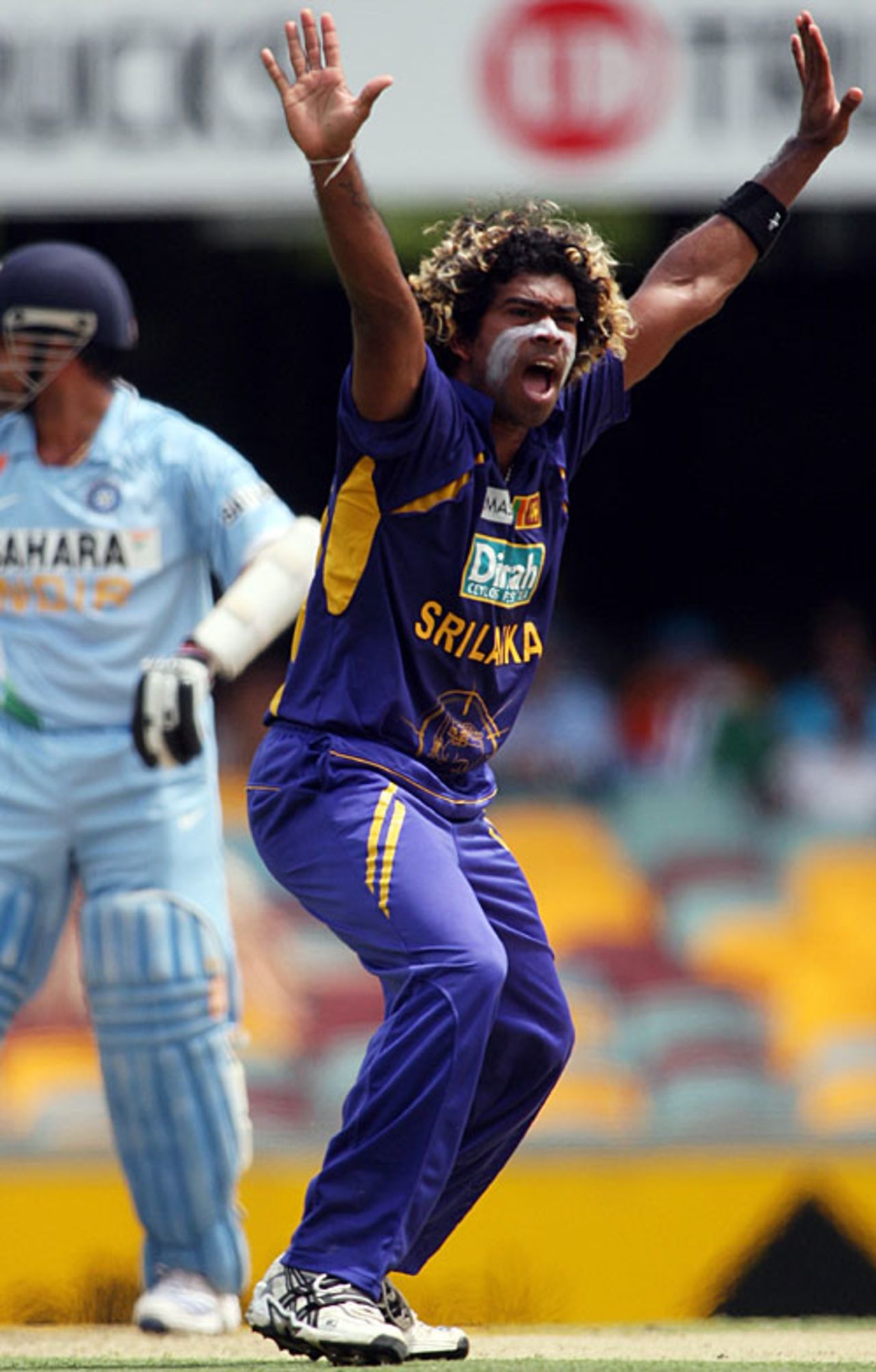 Lasith Malinga appeals for Sachin Tendulkar's wicket, India v Sri Lanka, CB Series, 2nd ODI, Brisbane, February 5, 2008