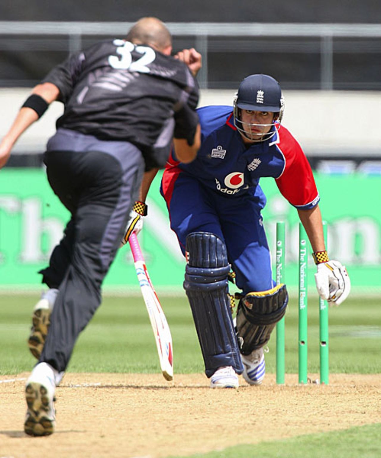 Alastair Cook is bowled by Chris Martin, New Zealand v England, 1st ODI, Wellington, February 9, 2008