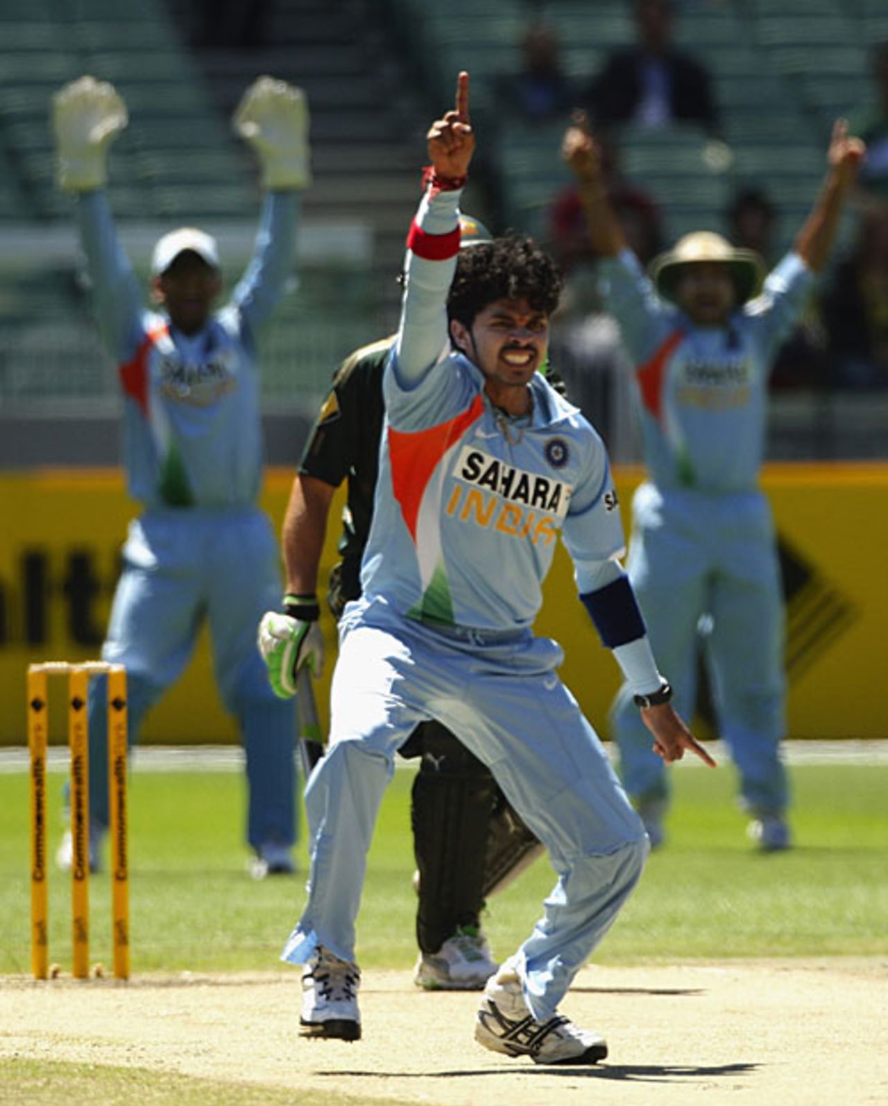 Sreesanth appeals for lbw against Adam Gilchrist, Australia v India, CB Series, 4th ODI, Melbourne, February 10, 2008