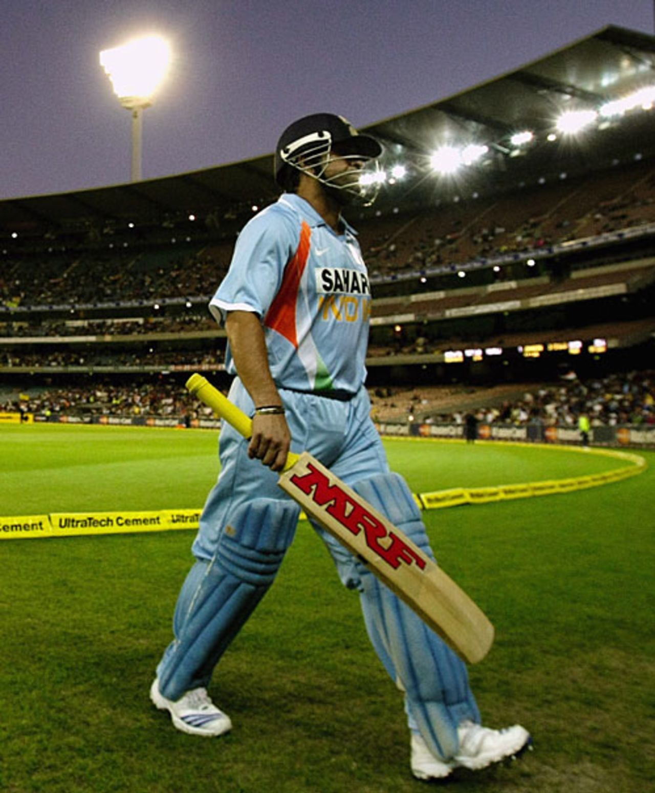 Sachin Tendulkar was dismissed for 44, Australia v India, CB Series, 4th ODI, Melbourne, February 10, 2008