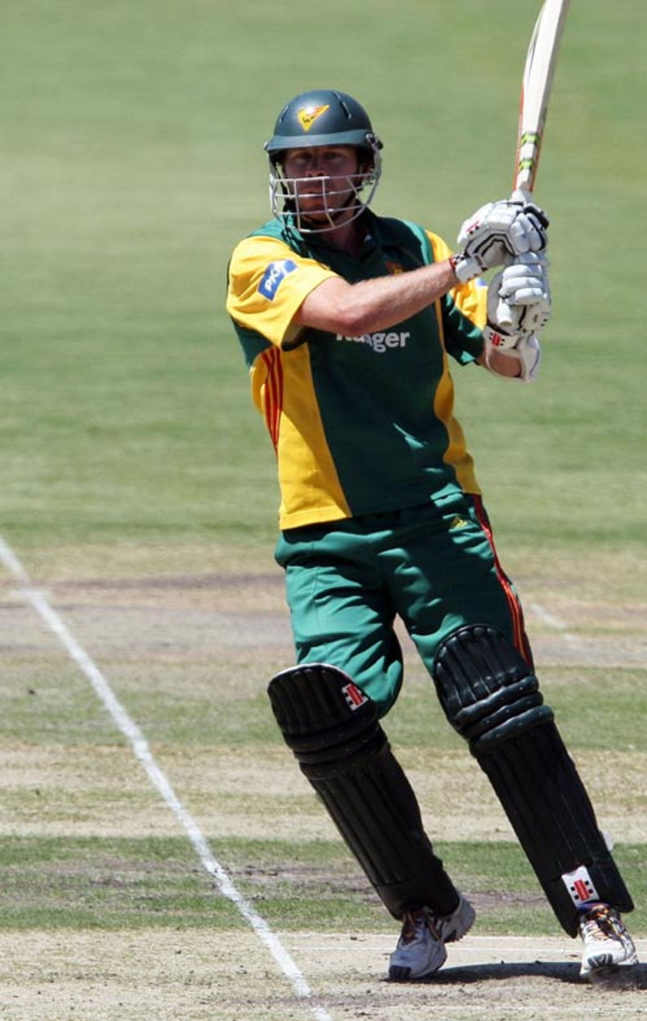 Michael Dighton pulls one round to the leg side, South Australia v Tasmania, FR Cup, Adelaide, February 13, 2008