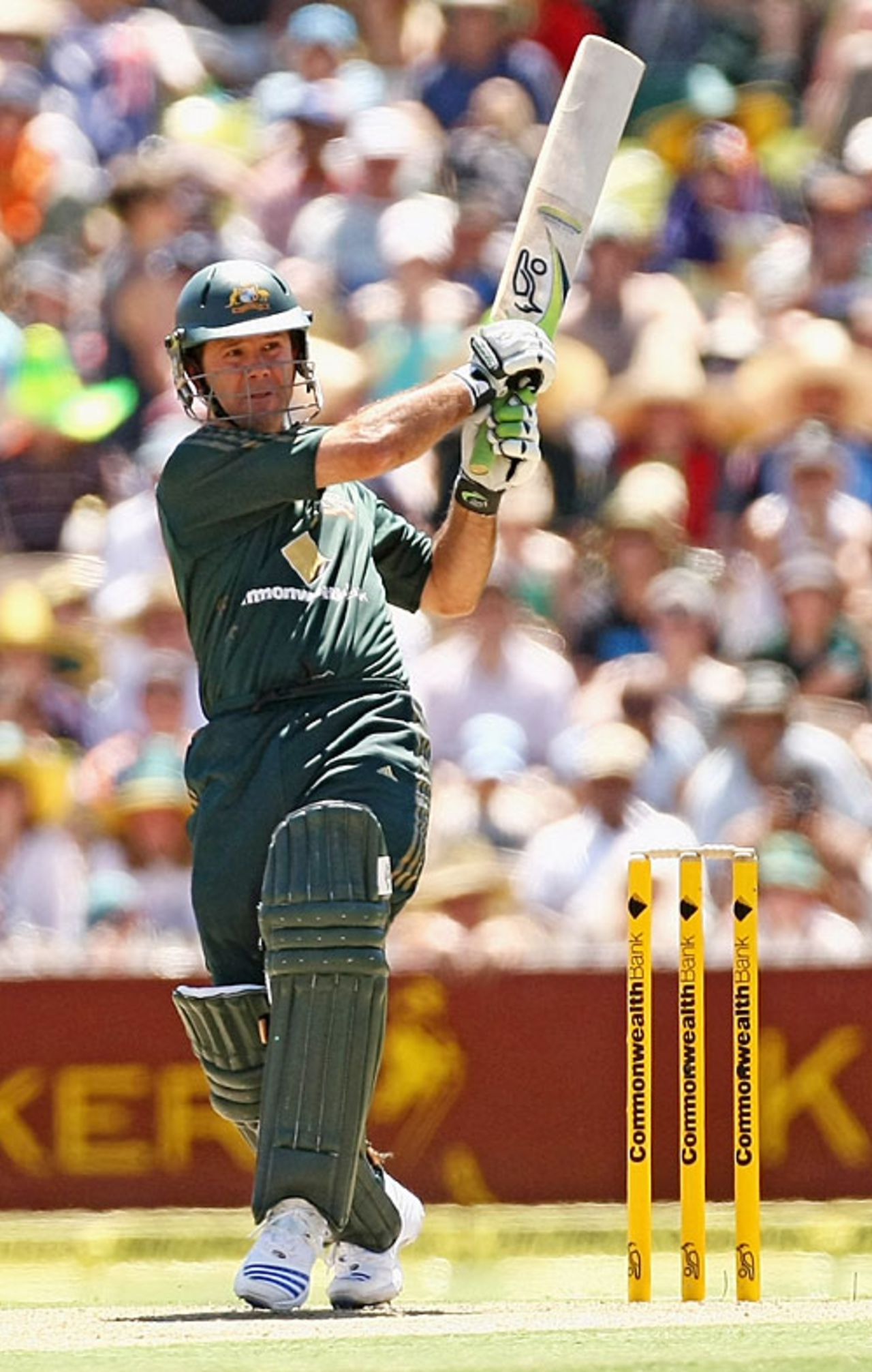 Ricky Ponting pulls to midwicket, Australia v India, 7th match, CB Series, Adelaide, February 17, 2008