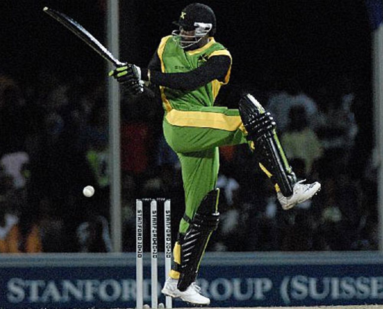 Chris Gayle stands tall to pull, Jamaica v Nevis, Stanford 20-20, Antigua, February 16, 2008