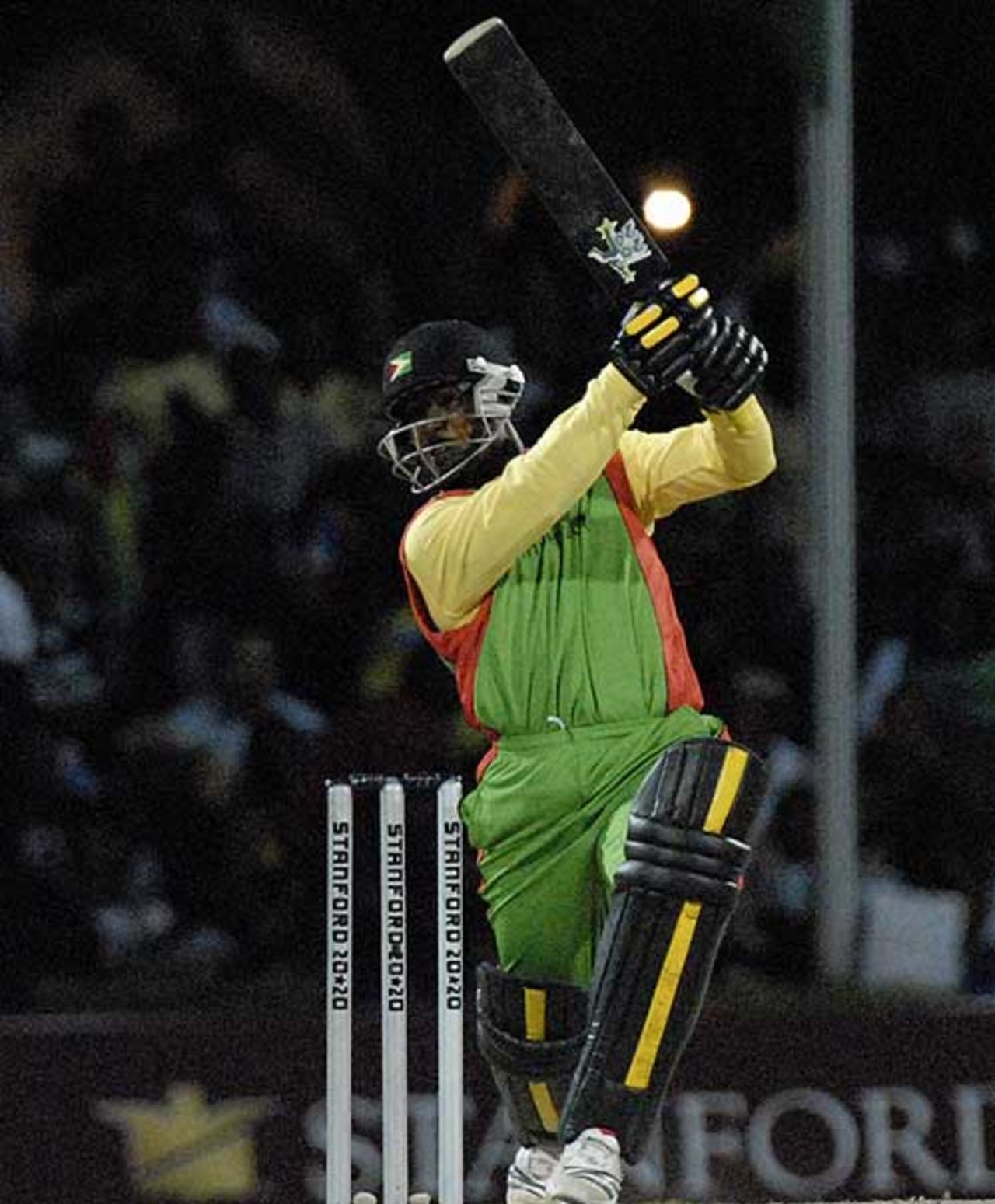 Travis Dowlin launches a four during his 57, Antigua and Barbuda v Guyana, 4th quarter-final, Standford 20/20, Coolidge, February 17, 2008 