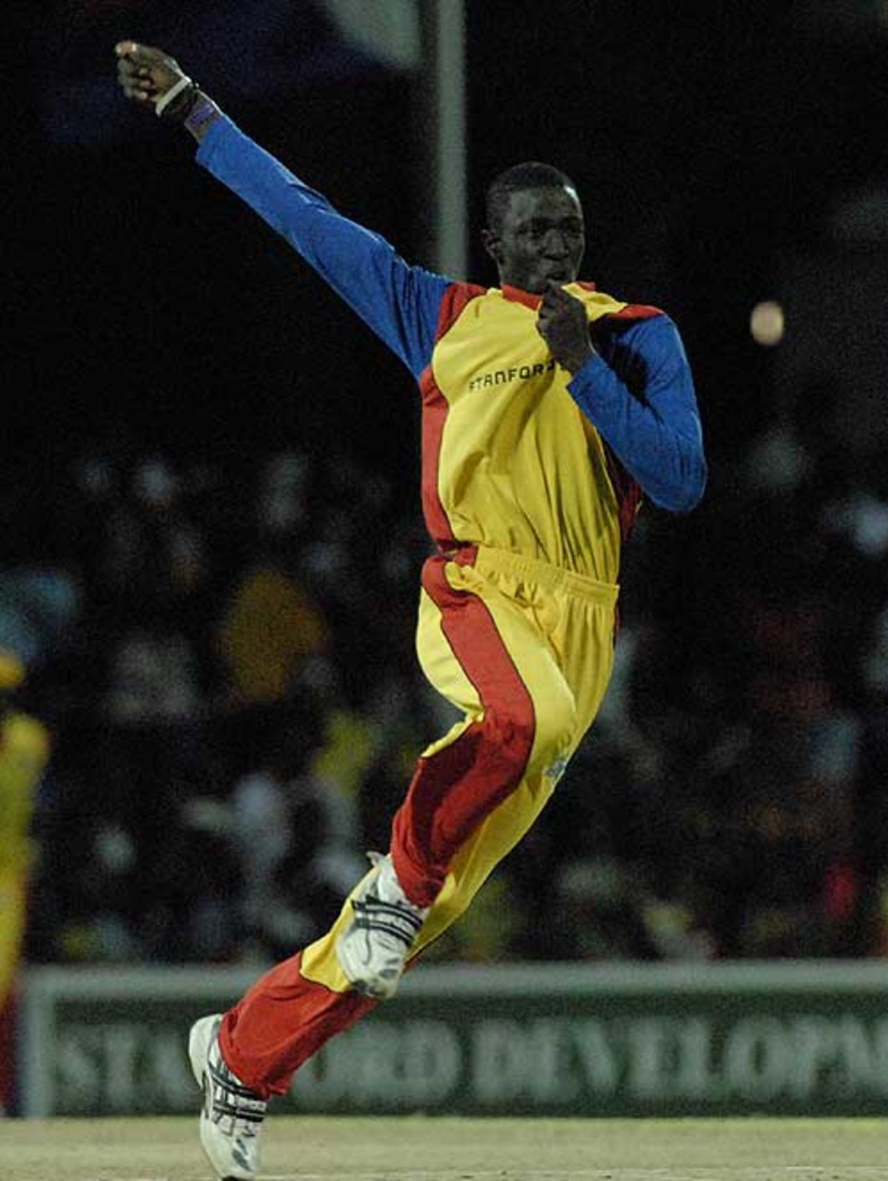 Chad Hampson celebrates a wicket, Antigua and Barbuda v Guyana, 4th quarter-final, Standford 20/20, Coolidge, February 17, 2008 