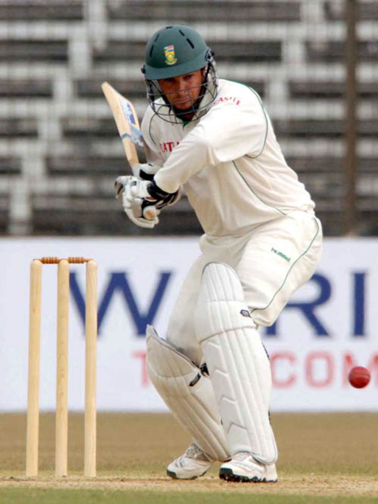 Mark Boucher keeps his eyes on the ball during his unbeaten 107, BCB XI v South Africans, 2nd day, Fatullah, February 18, 2008