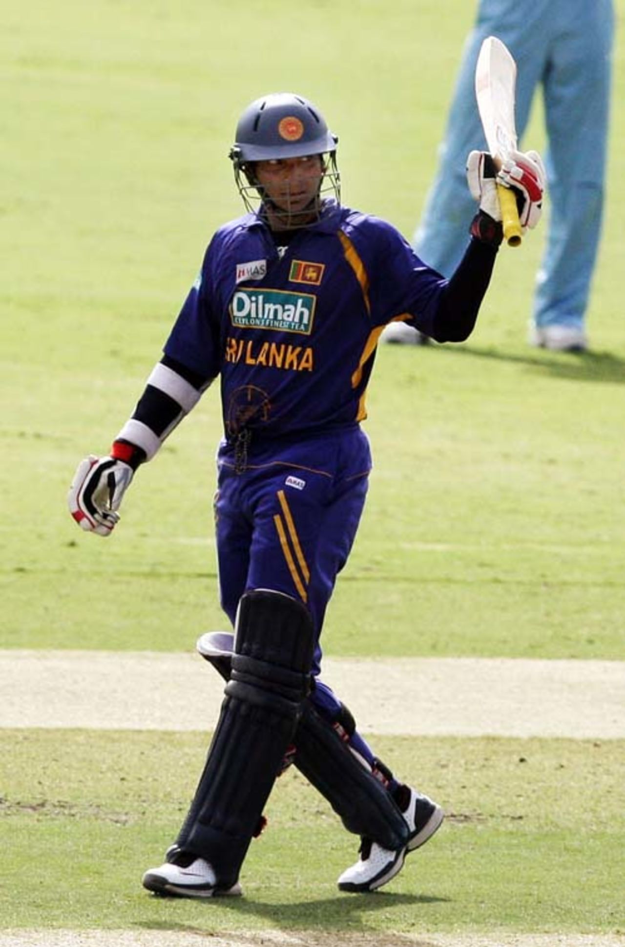 A determined Kumar Sangakkara after reaching the half-century mark, Sri Lanka v India, 8th match, CB Series, Adelaide, February 19, 2008 
