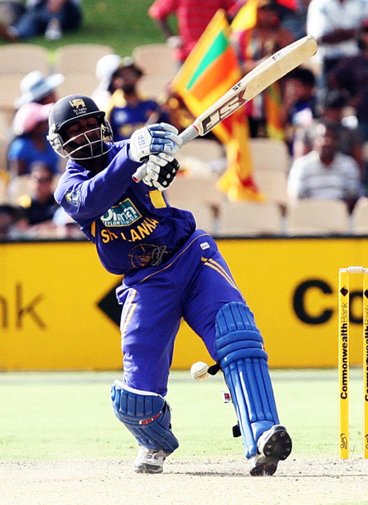 Chamara Silva throws his bat around, India v Sri Lanka, 8th match, CB Series, Adelaide, February 19, 2008 
