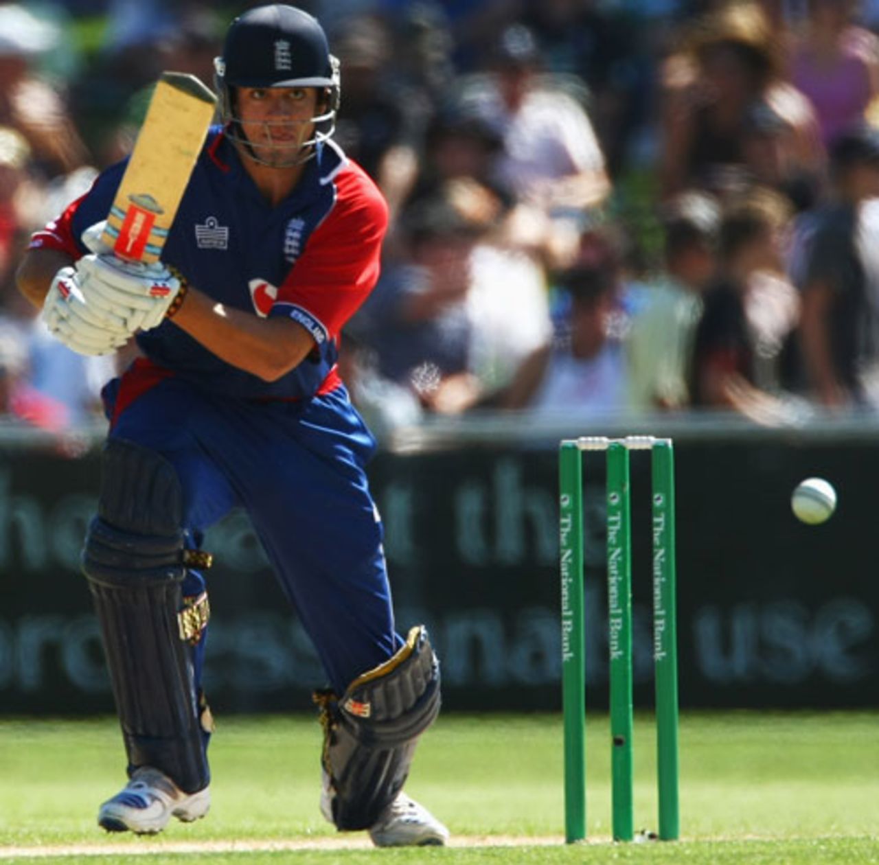 Alastair Cook punches one through the off side, New Zealand v England, 4th ODI, Napier, February 20, 2008