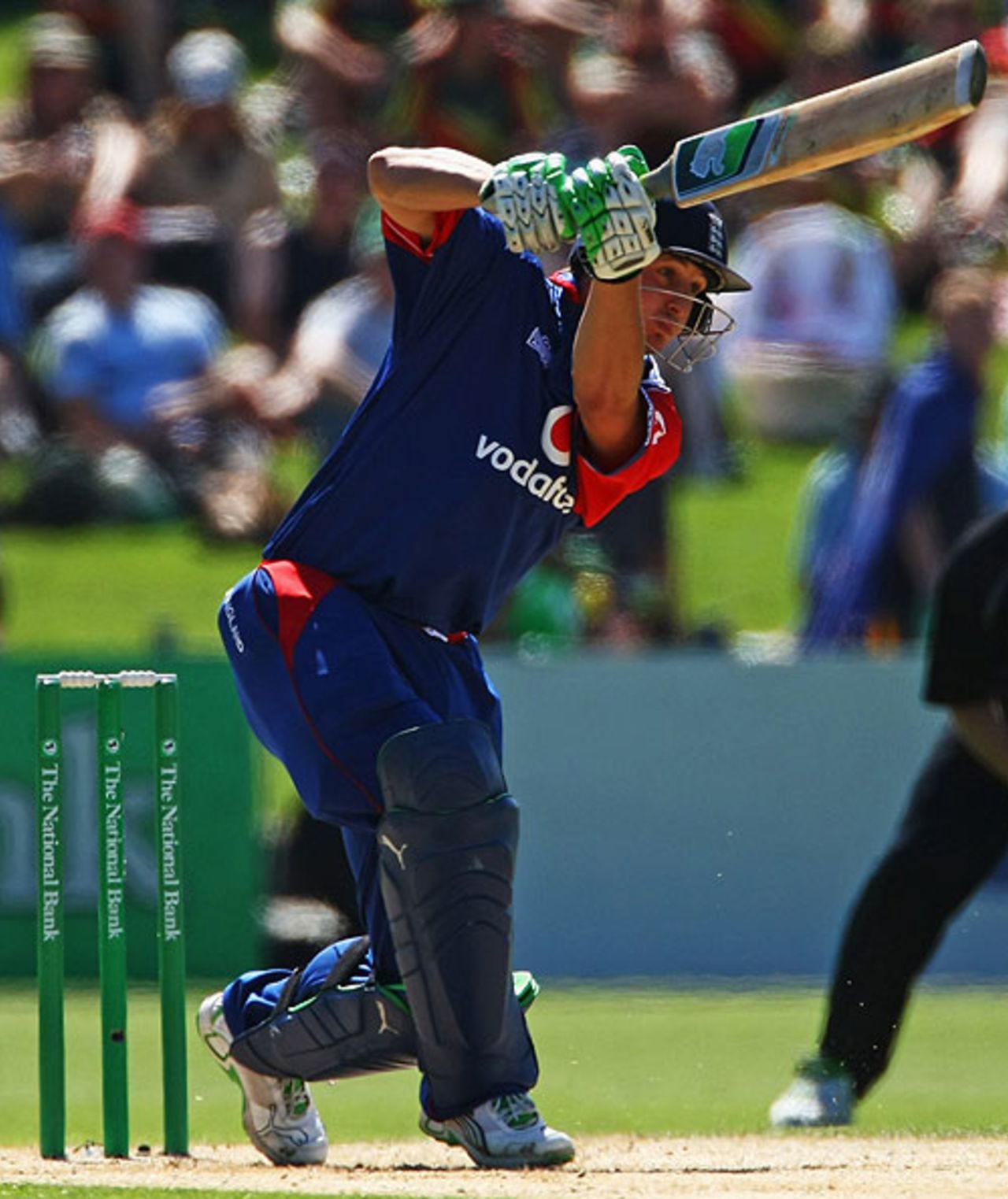 Phil Mustard drives through the covers, New Zealand v England, 4th ODI, Napier, February 20, 2008