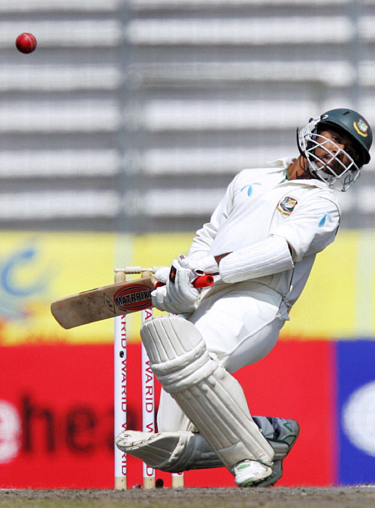 Aftab Ahmed ducks and swerves to avoid a bouncer, Bangladesh v South Africa, 1st Test, Mirpur, 1st day, February 22, 2008