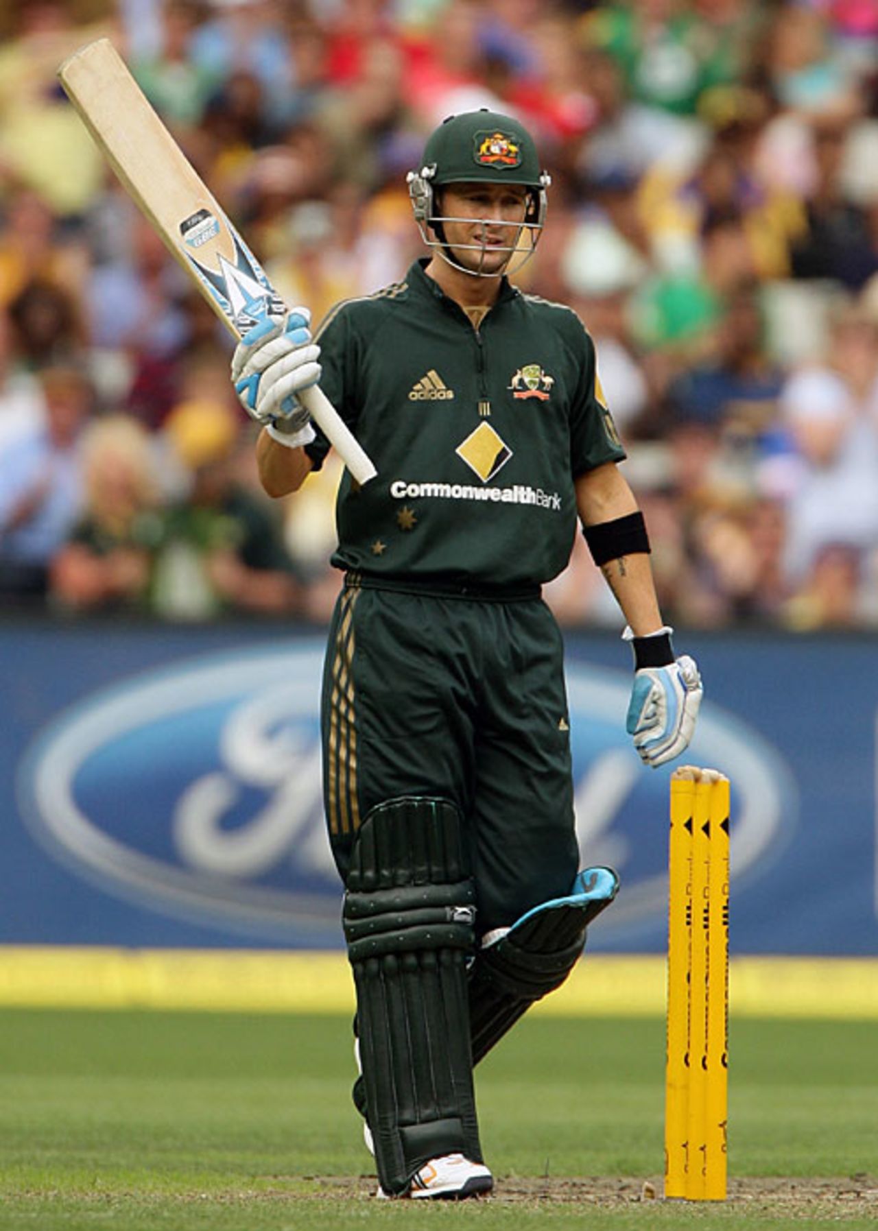 Michael Clarke got to his fifty off 68 balls, Australia v Sri Lanka, 9th match, CB Series, Melbourne, February 22, 2008