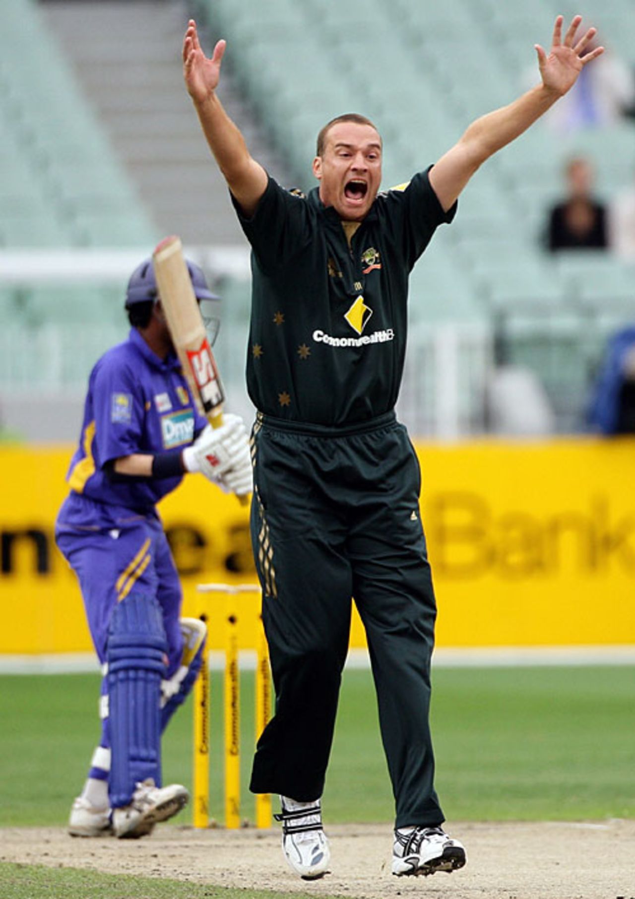 Stuart Clark dismissed the openers for three runs, Australia v Sri Lanka, 9th match, CB Series, Melbourne, February 22, 2008