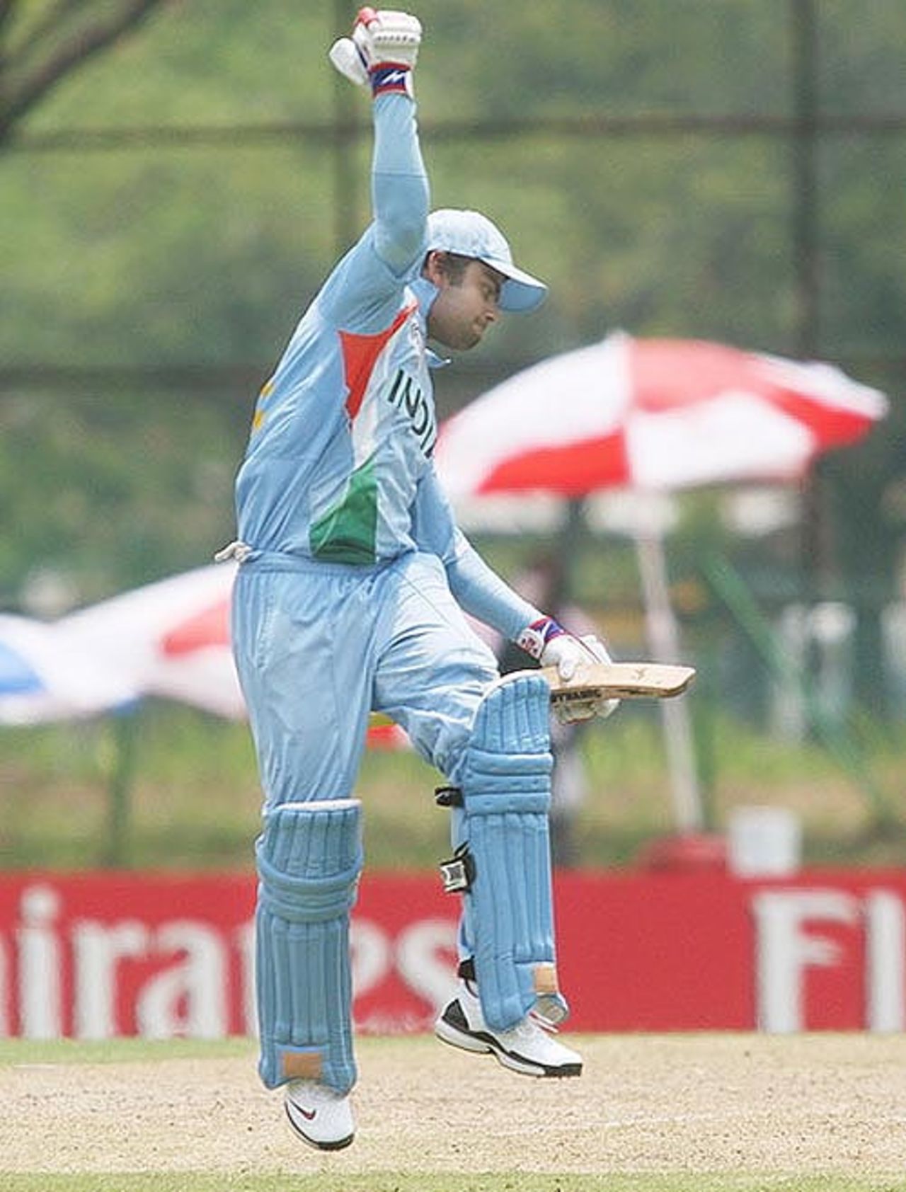 Virat Kohli is delighted after bringing up his century, India Under-19s v West Indies Under-19s, Under-19 World Cup, Kuala Lumpur, February 22, 2008 