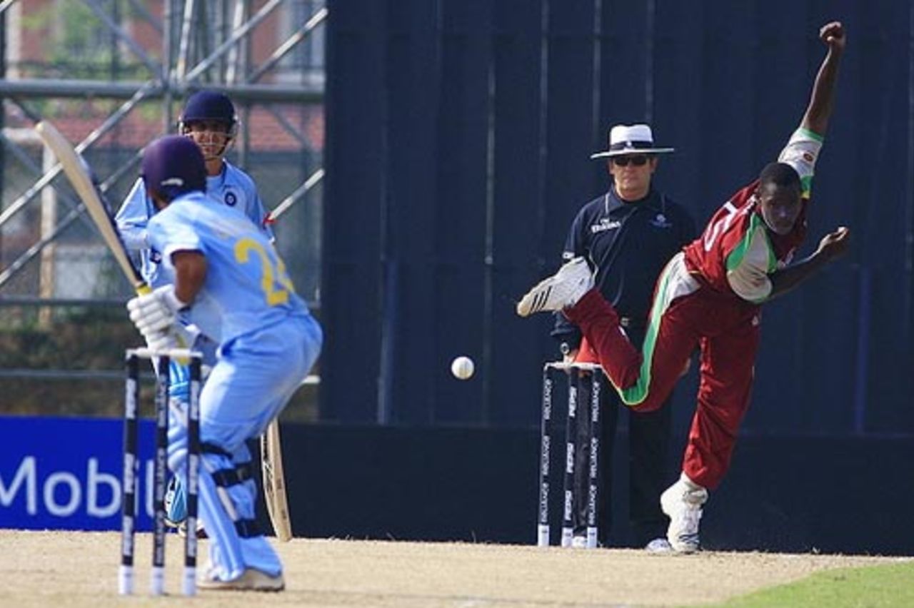 Dawnley Grant bowls to Shreevats Goswami, India Under-19s v West Indies Under-19s, Under-19 World Cup, Kuala Lumpur, February 22, 2008 

