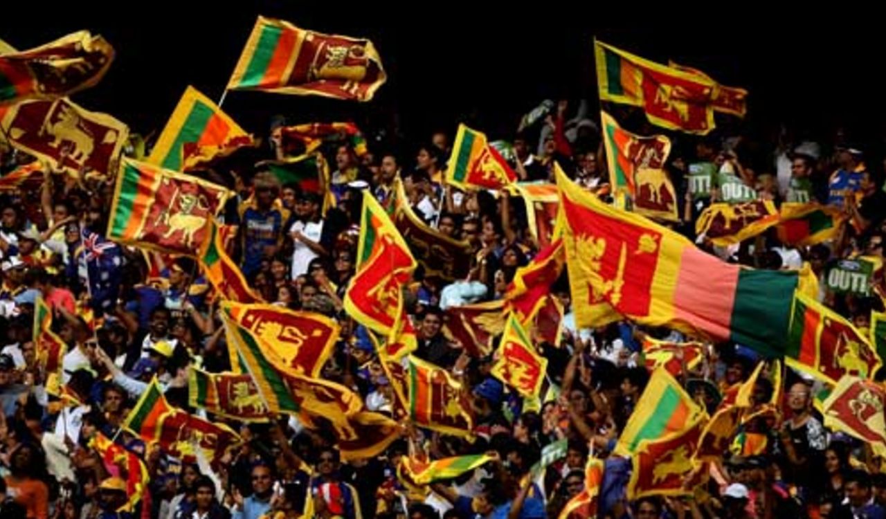 Flags, flags and more flags among Sri Lanka's supporters, Australia v Sri Lanka, 9th ODI, CB Series, Melbourne, February 22, 2008