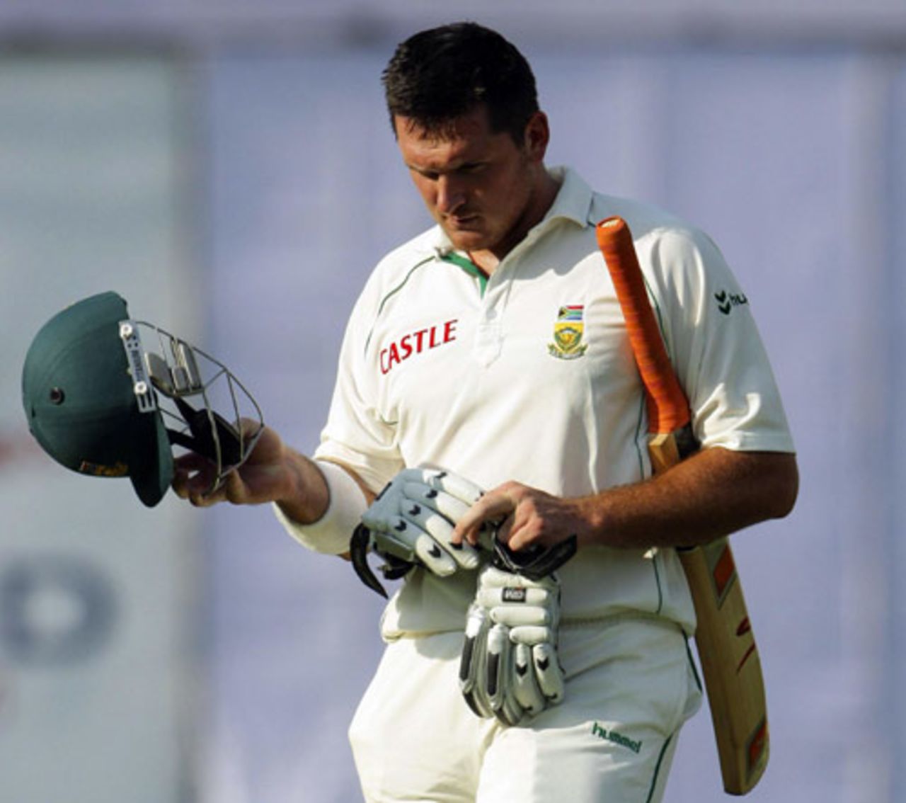 Graeme Smith trudges off after his dismissal, Bangladesh v South Africa, 1st Test, Mirpur, 1st day, February 22, 2008