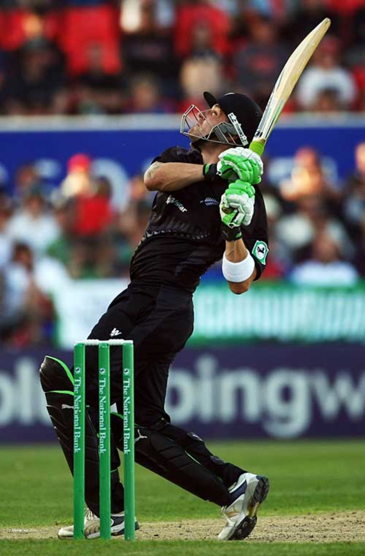Brendon McCullum launches a mighty six during his onslaught, England v New Zealand, 5th ODI, Christchurch, February 23, 2008