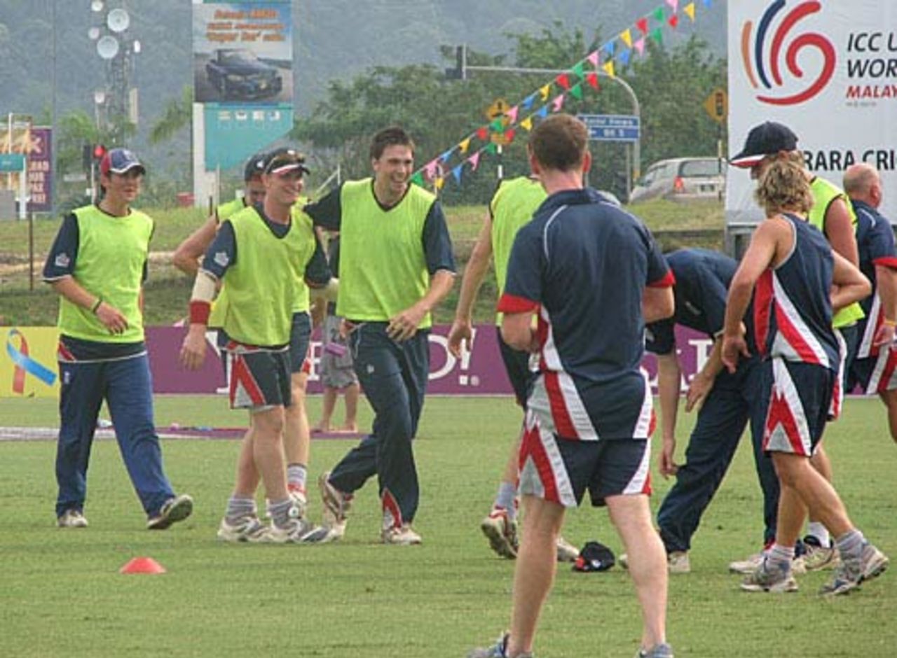 The England Under-19 team during a nets session ahead of their quarter-final clash against India, Under-19 World Cup, Kuala Lumpur, February 23, 2008