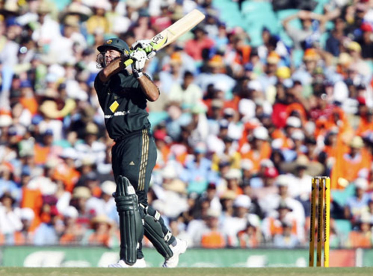 Ricky Ponting lofts the ball towards long-on, Australia v India, 10th ODI, CB Series, Sydney, February 24, 2008