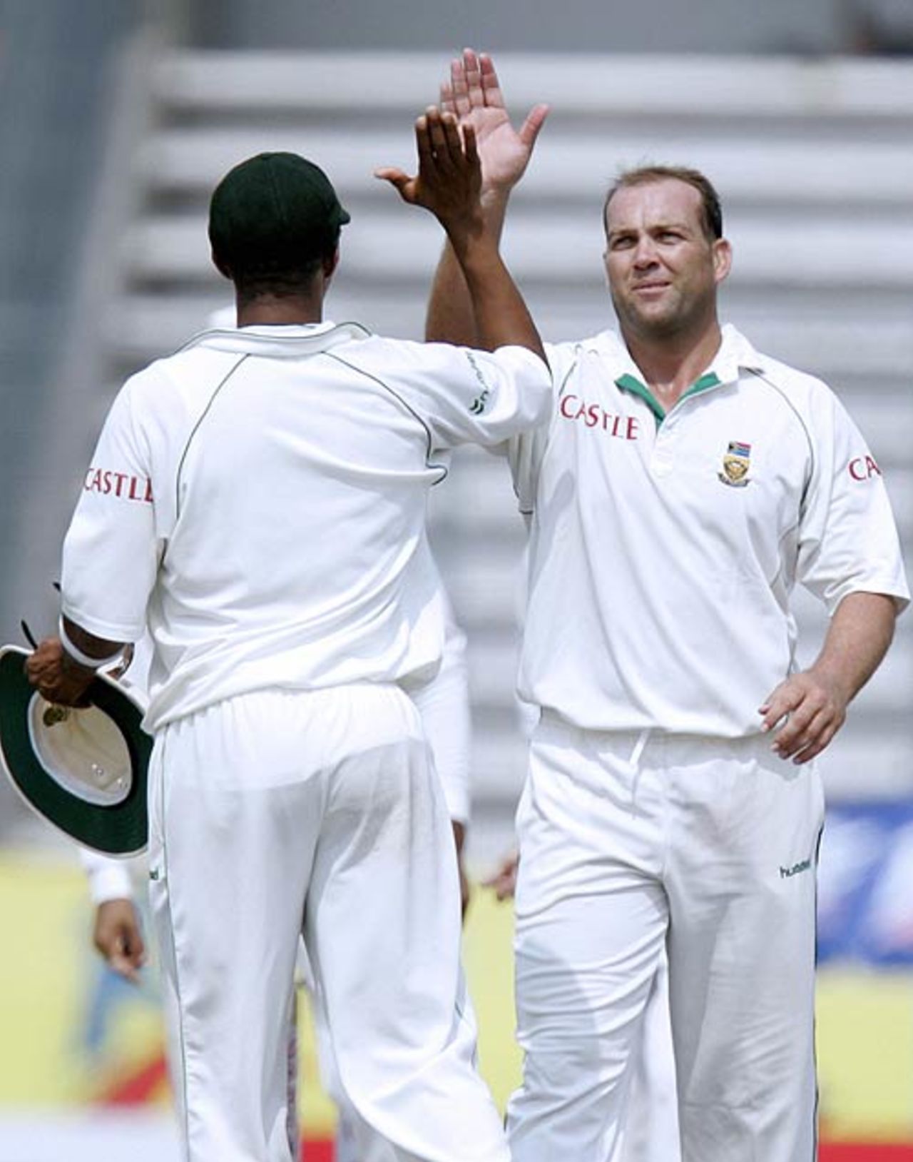 Jacques Kallis enjoys a few high-fives after his five-wicket haul, Bangladesh v South Africa, 1st Test, Mirpur, 3rd day, February 24, 2008 