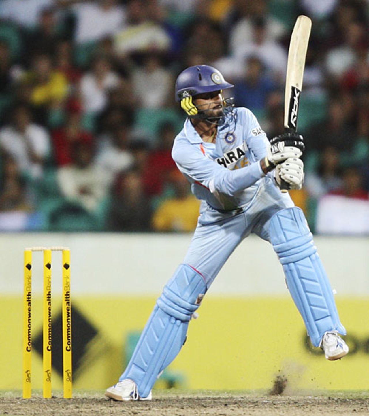 Harbhajan Singh plays an unorthodox shot to leg, Australia v India, 10th ODI, CB Series, Sydney, February 24, 2008 
