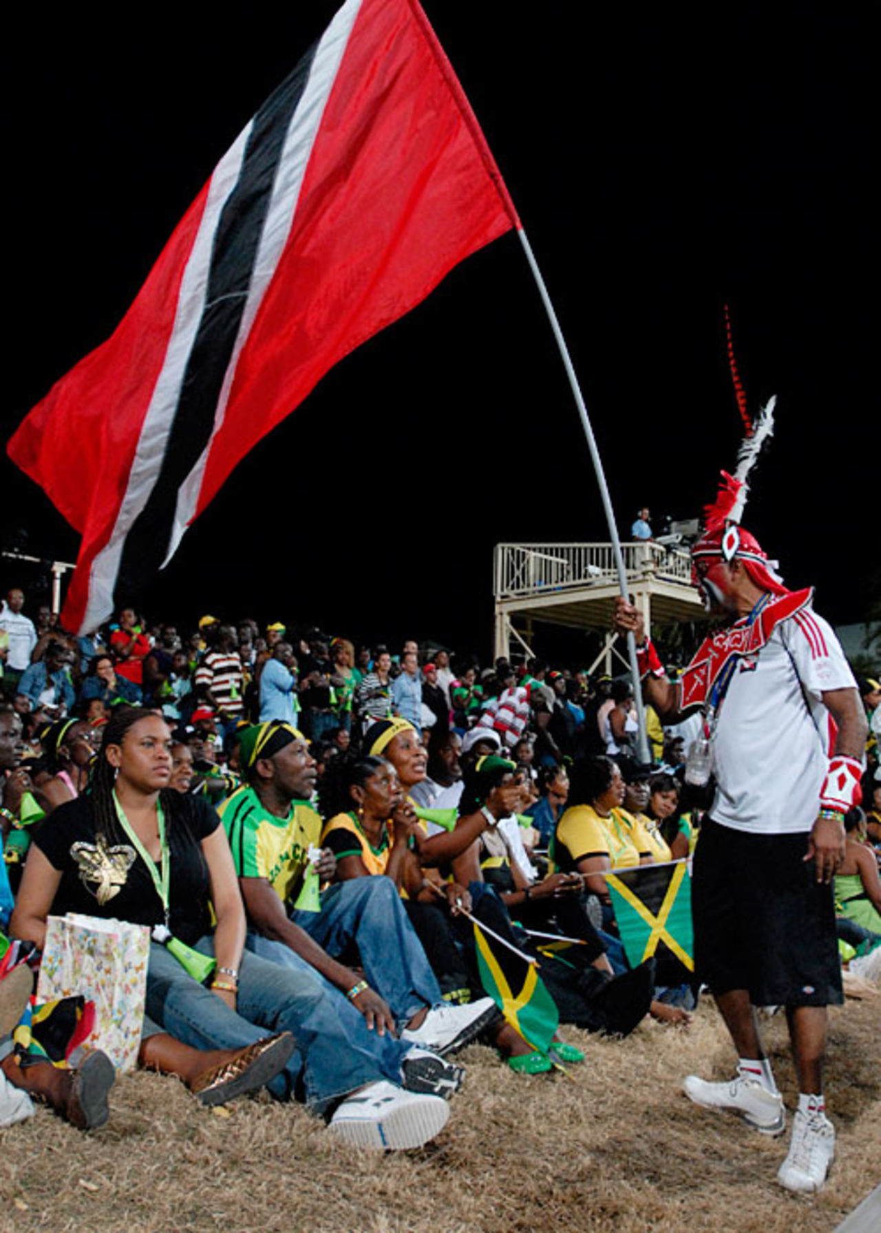 A Trinidad fan adopts a dangerous strategy at the Stanford20/20 final, Jamaica v Trinidad, Stanford 20/20 final, February 24, 2008