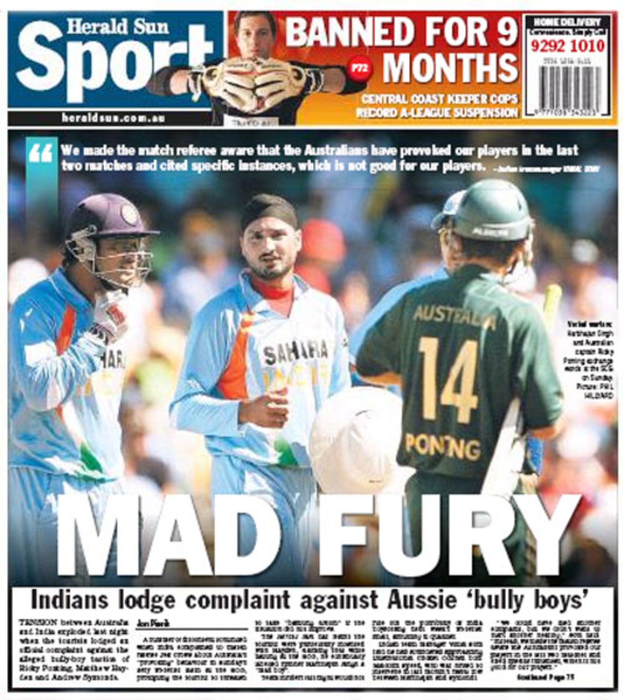 The <I>Herald Sun</I> on another showdown, February 26, 2008