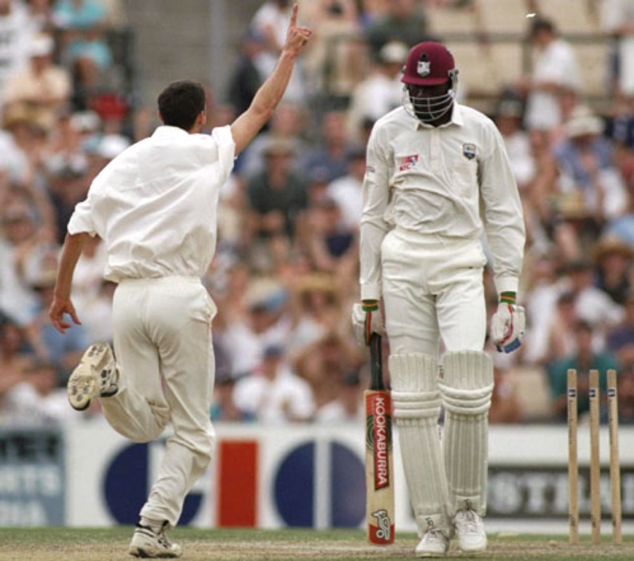 Jason Gillespie celebrates his first Test wicket, The Frank Worrell Trophy, 2nd Test, Sydney Cricket Ground , 29 November - 3 December 1996