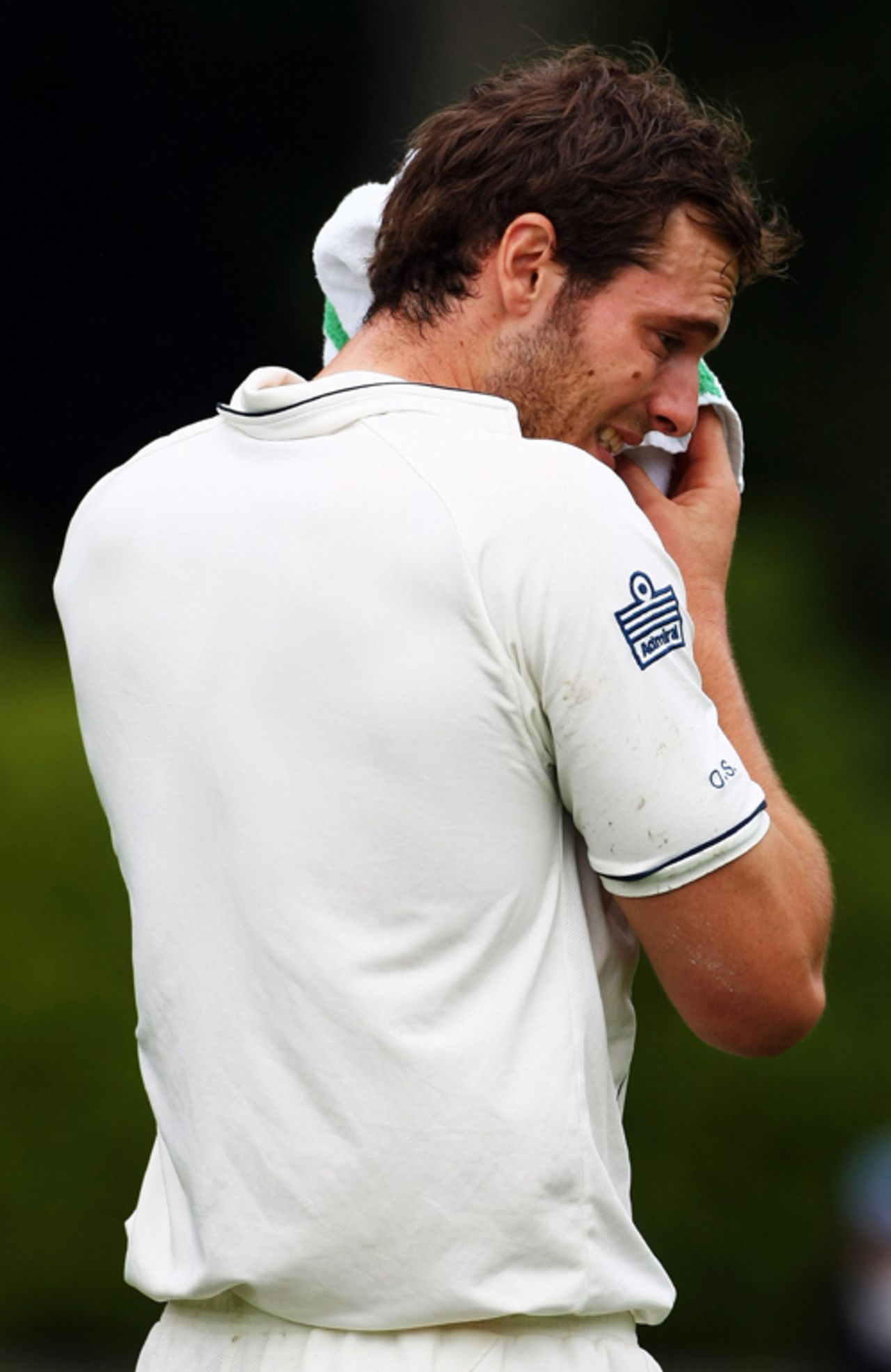 Chris Tremlett grimaces after a recurrence of a side strain, New Zealand Select XI v England XI, three-day tour match, Dunedin, 2nd day, February 29, 2008  