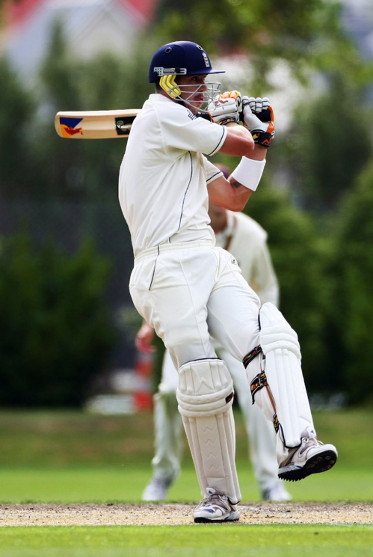 Kevin Pietersen muscles the ball in the direction of midwicket during his 71-ball 53, New Zealand Select XI v England XI, three-day tour match, Dunedin, 2nd day, February 29, 2008  