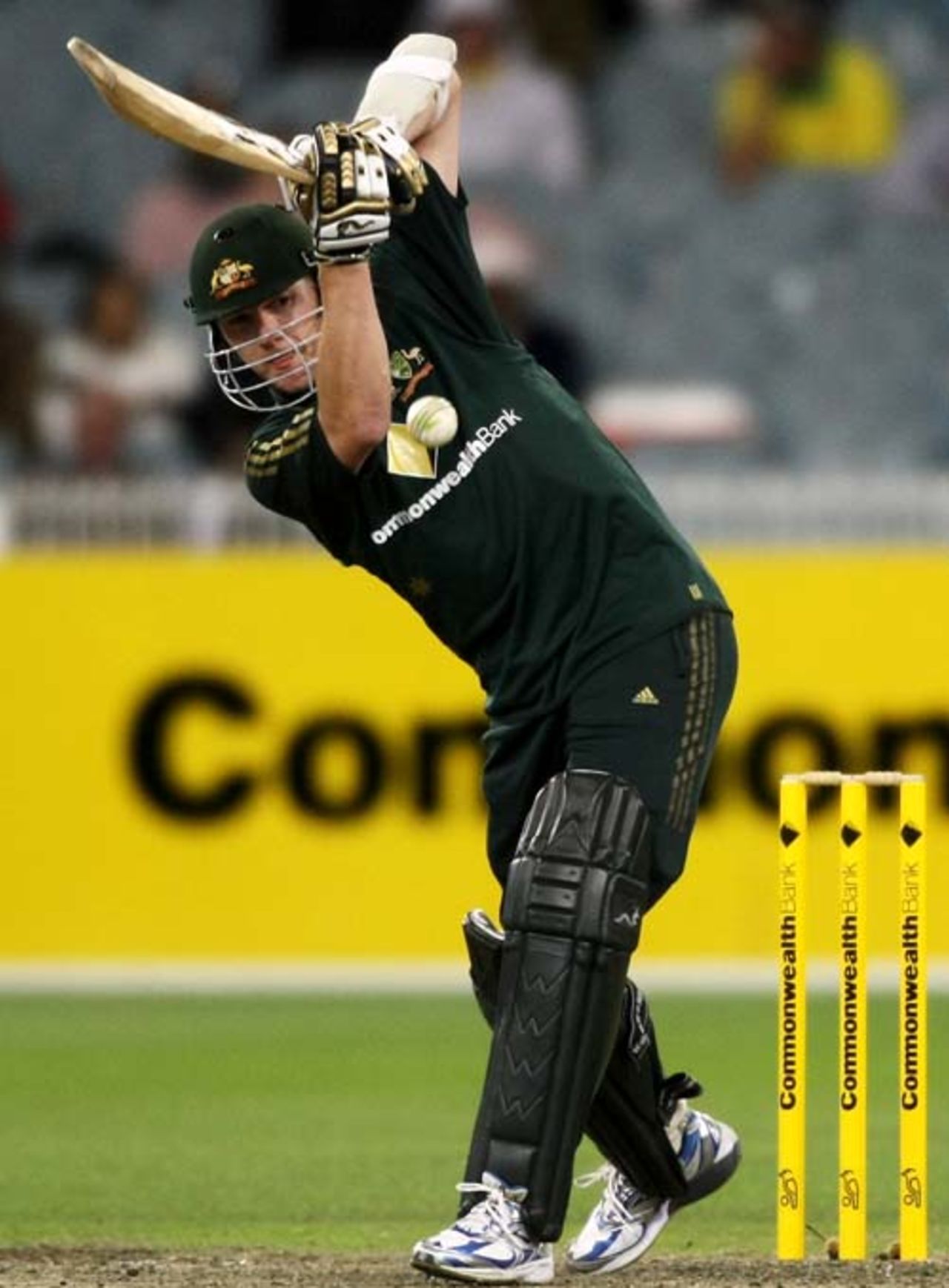 Brett Lee plays one on to the leg side, Australia v Sri Lanka, CB Series, 12th ODI, Melbourne, February 29, 2008 


