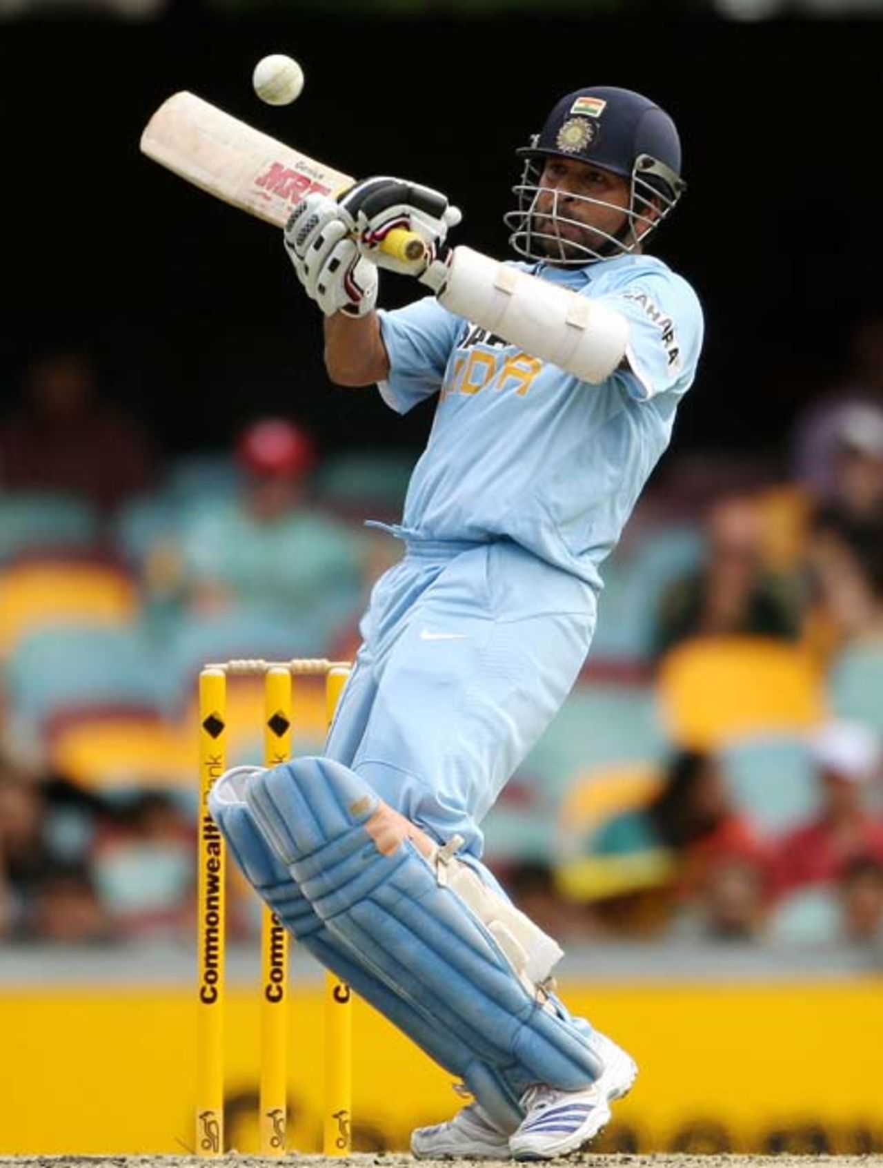 Sachin Tendulkar shapes up to play the upper cut, Australia v India, CB Series, 2nd final, Brisbane, March 4, 2008