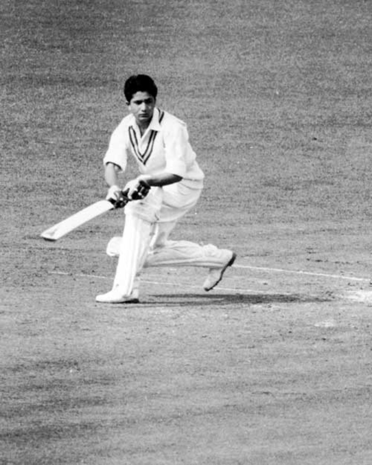 Hanif Mohammad in action in the first Test against England, 1954