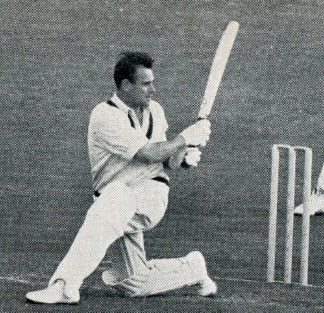 Norm O'Neill sweeps on his way to 82, England v Australia, 1st Test, Edgbaston, June 9, 1961