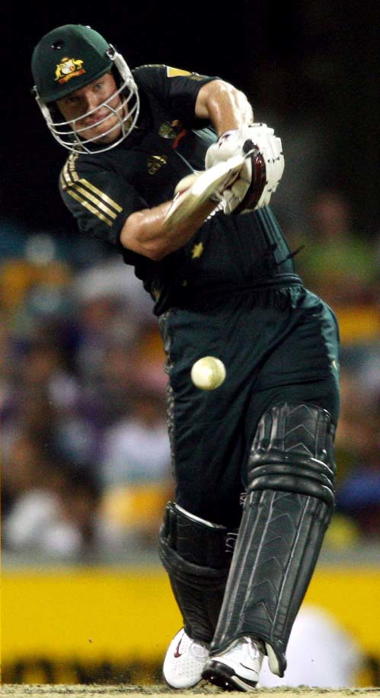James Hopes powers the ball to the boundary, Australia v India, CB Series, 2nd final, Brisbane, March 4, 2008 